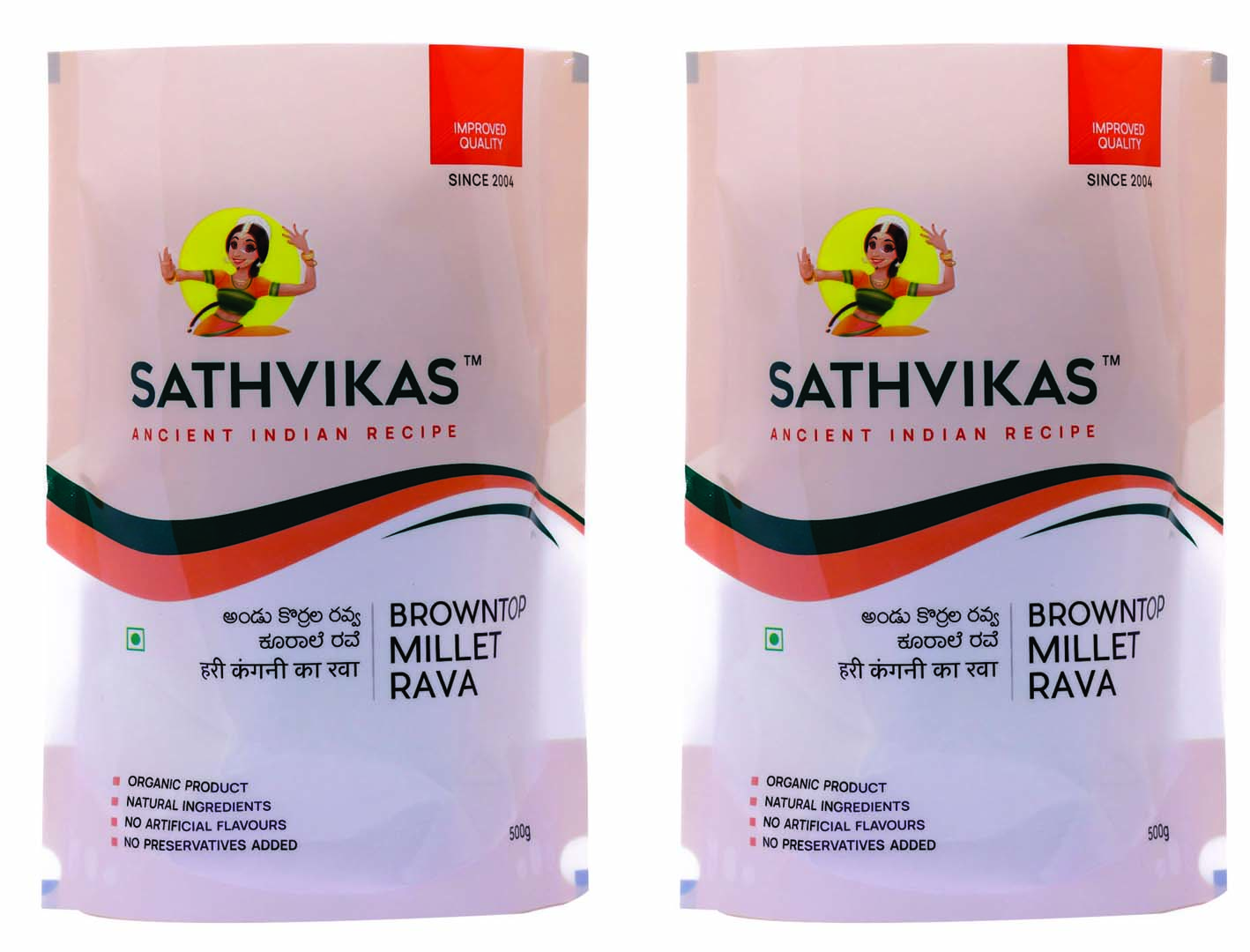 Sathvikas Andu Korralu / Brown Top Millet Ravva (500 grams) Pack Of 2.